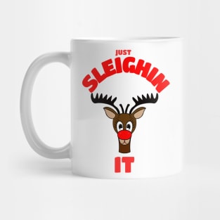 REINDEER Merry Christmas Just Sleighin In Mug